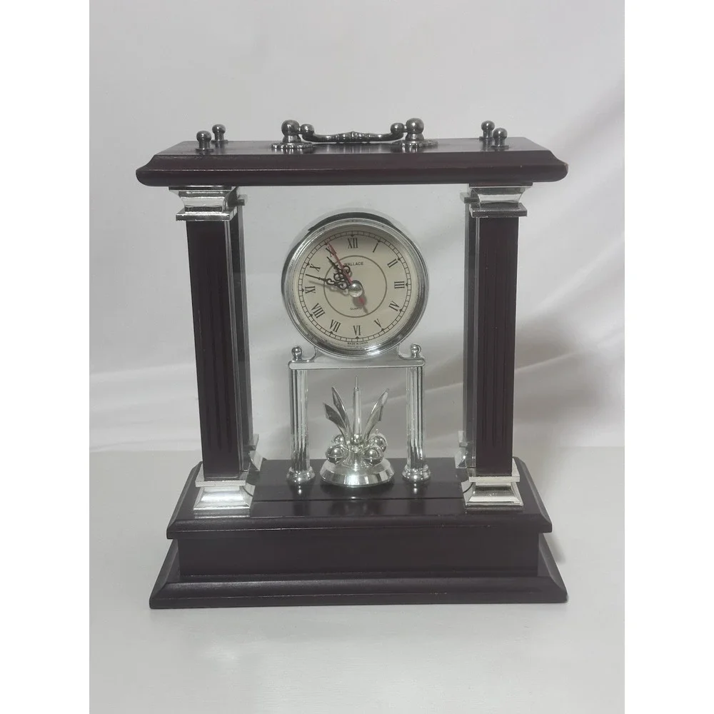 wallace silversmith carriage mantle quartz battery operated clock